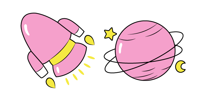 VSCO Girl Pink Rocket and Planet
