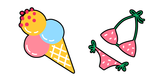 VSCO Girl Pink Swimsuit and Ice Cream