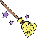 VSCO Girl Purple Witch Hat and Broom pointer