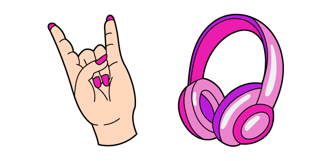 VSCO Girl Rock Sign and Pink Headphones