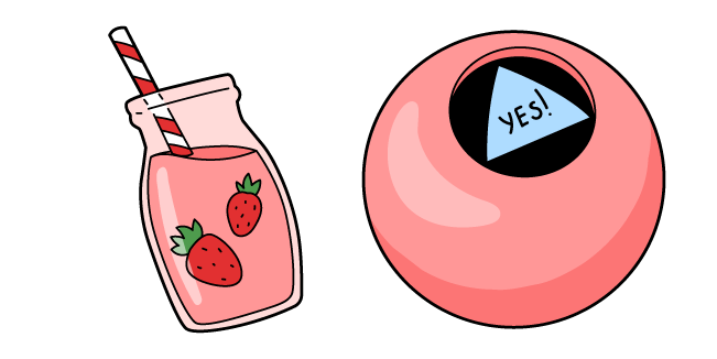 VSCO Girl Strawberry Drink and Magic 8 Ball