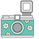 VSCO Girl Teal Camera and Sunglasses cursor
