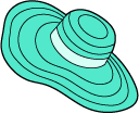 VSCO Girl Turquoise Hat and Swimsuit pointer