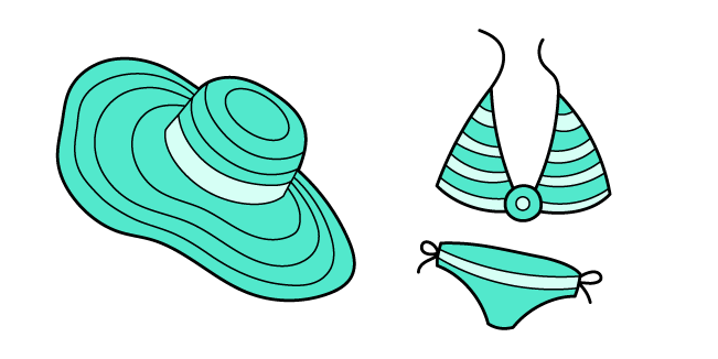 VSCO Girl Turquoise Hat and Swimsuit