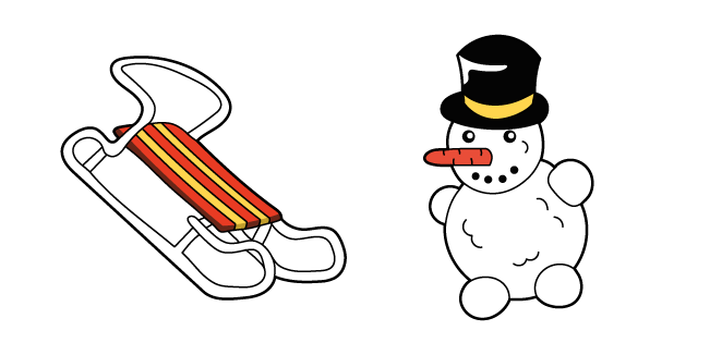 VSCO Girl Winter Sled and Snowman