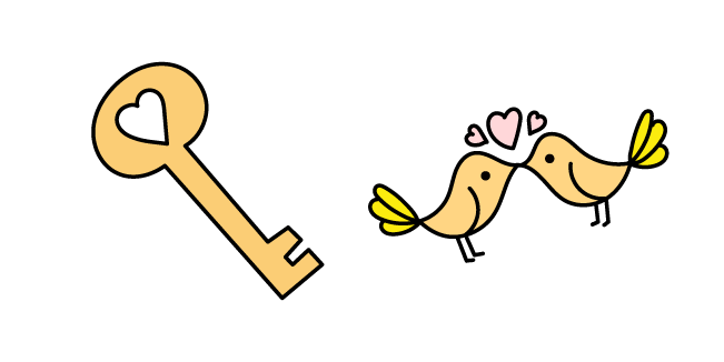 VSCO Girl Yellow Love Key and Love Birds