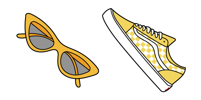 VSCO Girl Yellow Sunglasses and Sneakers